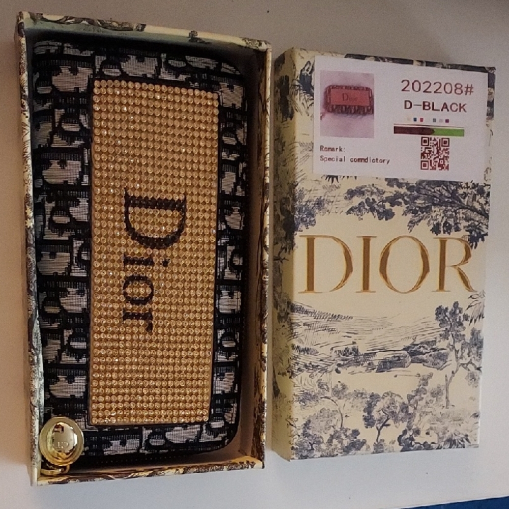Dior Black and Gold Embellished Clutch
